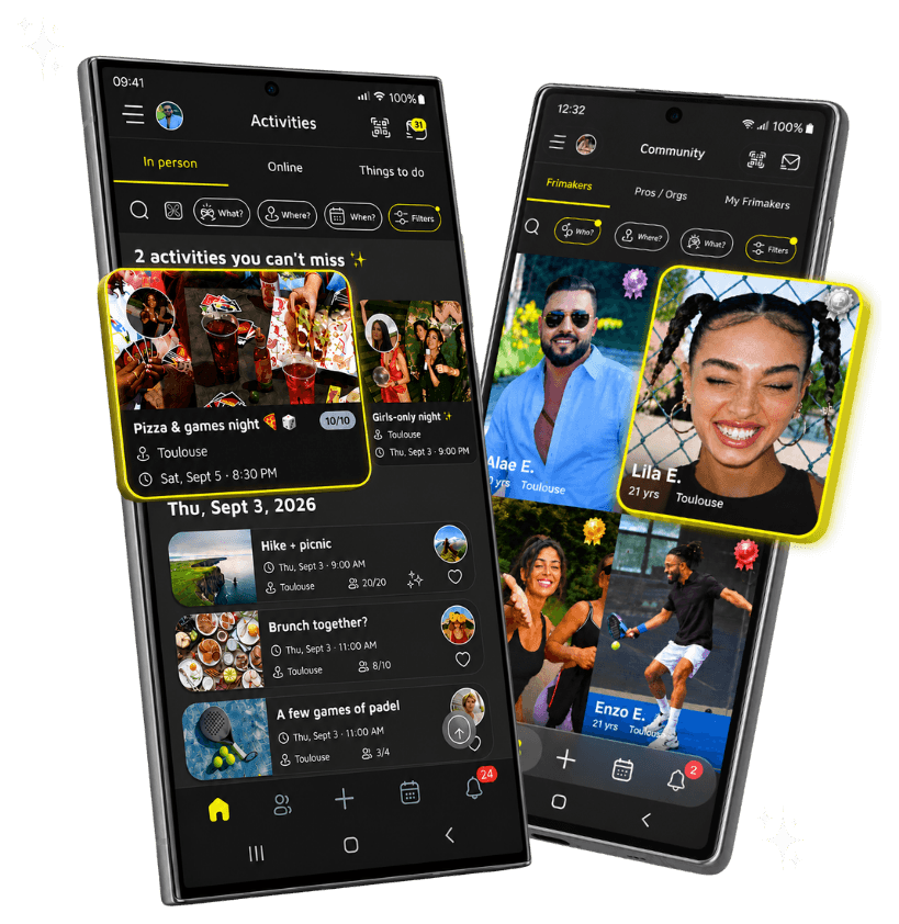 Frimake app screens