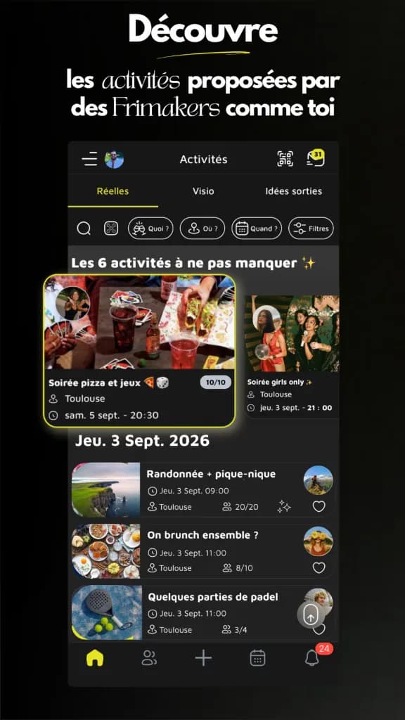 Frimake app screen